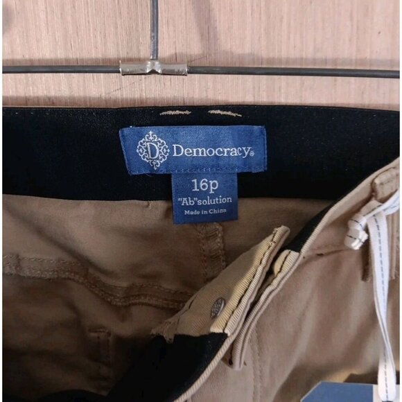 Democracy Pants 16P Women’s Khaki Tan Ab solution high rise slim straight crop - Picture 5 of 7
